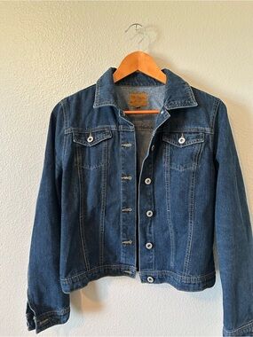 Dark Blue Denim Jacket - Classic Button-Front Jean Jacket